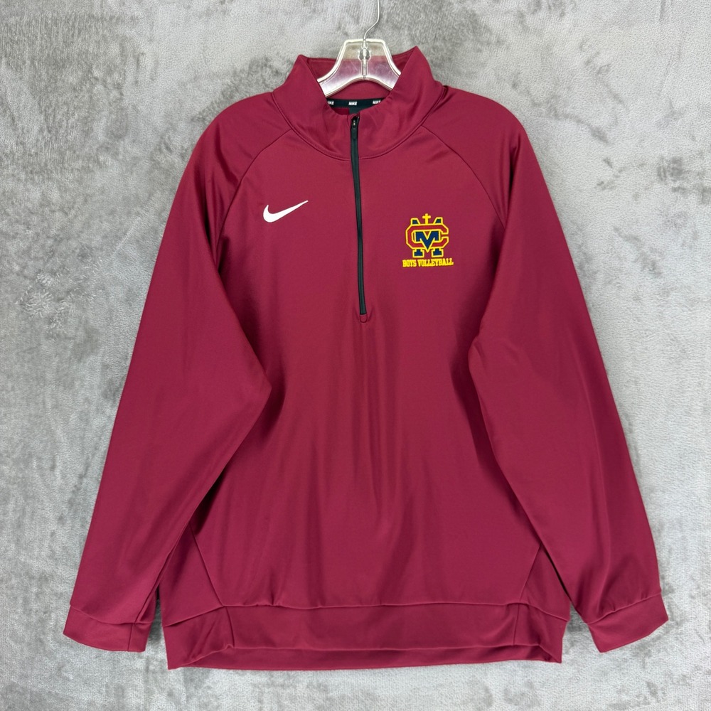 Nike Mens Dri-FIT‎ 1/4 Zip Pullover Maroon MC Boys Volleyball 897090-610 XL
